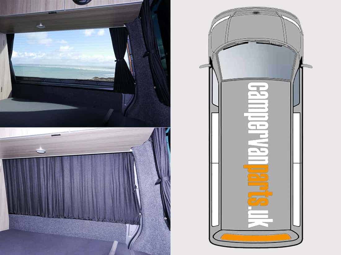 Blackout Curtain Set for Tailgates without Wiper VW T5 Campervan Curtains 