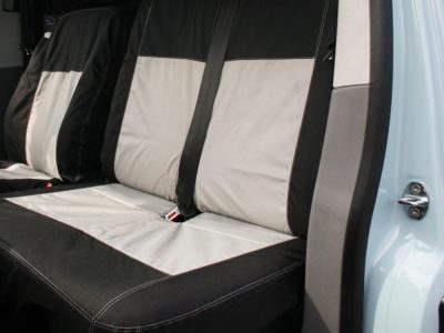 VW T5/T6 Front Bench/Double Seat Cover - Black with Grey Panel