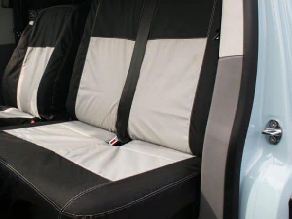 VW T5/T6 Front Bench/Double Seat Cover - Black with Grey Panel