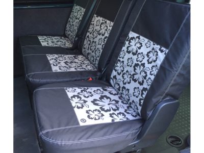 VW T6 Kombi Single Seat Cover - Black, Grey with Hibiscus - Clearance