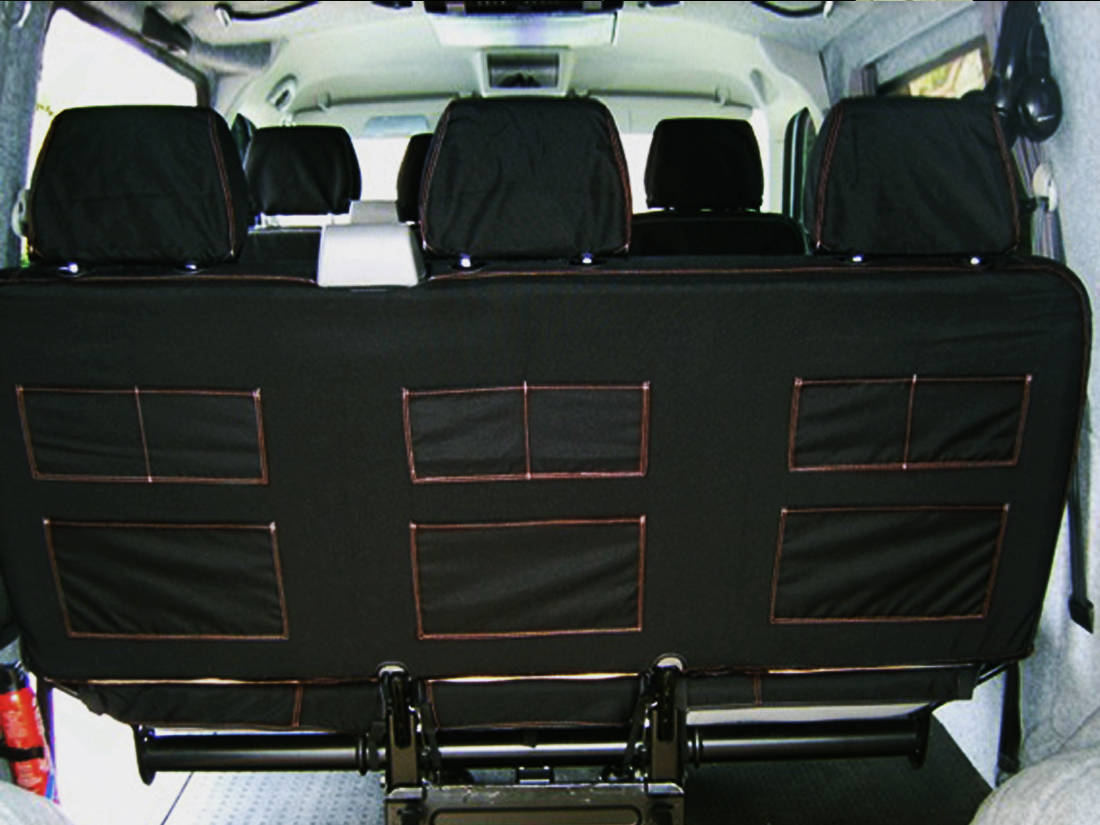 VW T5 Kombi Triple 3 Seater Cover - Black with Orange Stitch - Clearance - Image 10